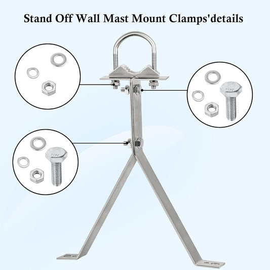 XRDS-RF 16 Inch Heavy-Duty Wall Mount Stand Off Mast for TV Antenna - Windproof Mounting Bracket (2-Leg + 2-Leg) - PuriLite