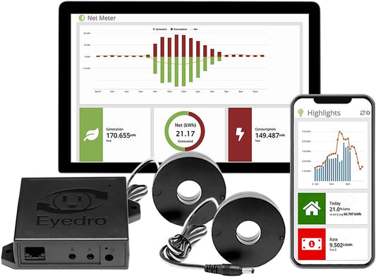 Eyedro Home Energy Monitor - Solar Energy/Net Metering - Save on Electricity - Track Power Use - Bills & Reports -Real-Time Electricity Data & History - EYEDRO-Home Ethernet or WiFi Connect (2.4 GHz)