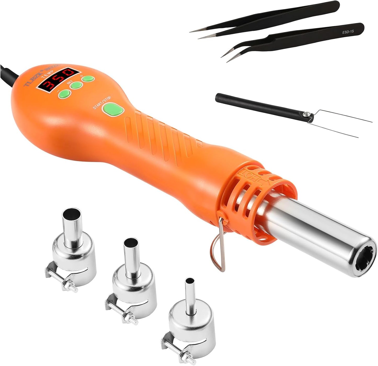 8028 Hot Air Rework Station, Portable SMD Rework Desoldering Digital Heat Gun with Nozzles, °C/°F Conversion