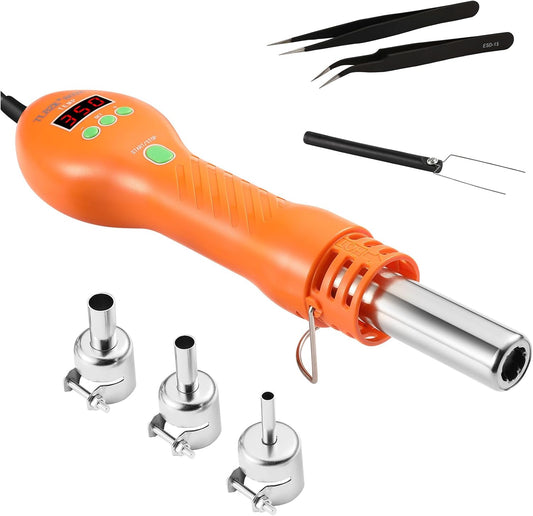 8028 Hot Air Rework Station, Portable SMD Rework Desoldering Digital Heat Gun with Nozzles, °C/°F Conversion