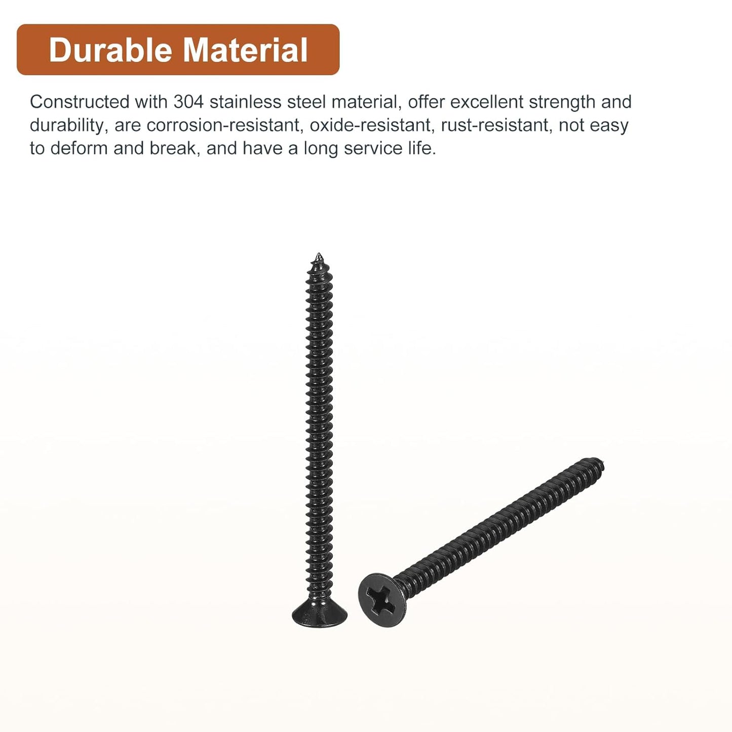 DTGN 100Pcs #6x1/2 Flat Head Wood Screws, 304 Stainless Steel Phillips Self Tapping Screws - Good for Woodworking, Furniture - Silver
