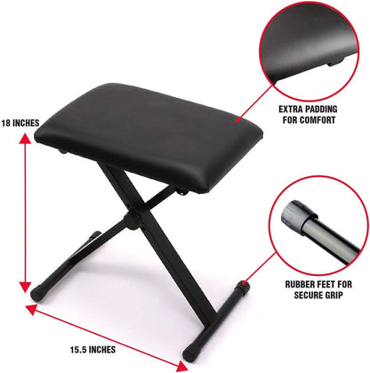 RockJam 61 Key Keyboard Piano With Pitch Bend Kit, Keyboard Stand, Piano Bench, Headphones, Simply Piano App & Keynote Stickers