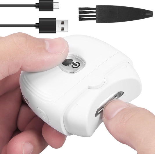 Electric Automatic Nail Clipper Automatic Fingernail Cutter with Nail Scraps Storage 300mAh USB Rechargeable Safety Fingernail Trimmer with LED Light Electric Fingernail Cutter Nail Scissors for Baby Kids Adult (White)