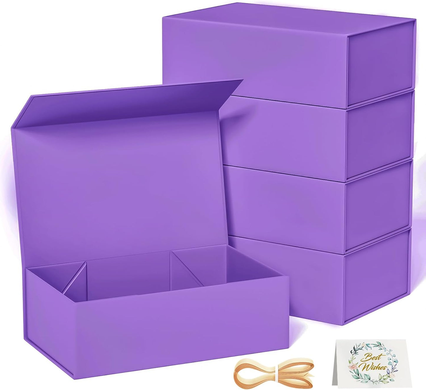 Black Gift Box, 9.5x6x3 Inch Gift boxes for Presents with Lids Magnetic Closure Rectangle Collapsible for Groomsman Proposal Box, Wedding, Christmas, Halloween, Birthday Gifts Packging