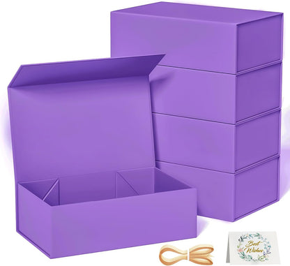 Black Gift Box, 9.5x6x3 Inch Gift boxes for Presents with Lids Magnetic Closure Rectangle Collapsible for Groomsman Proposal Box, Wedding, Christmas, Halloween, Birthday Gifts Packging