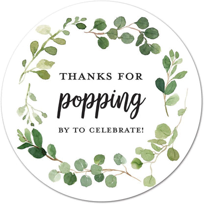40 Thanks for Popping by! Popcorn Favor Stickers (Gold on White)