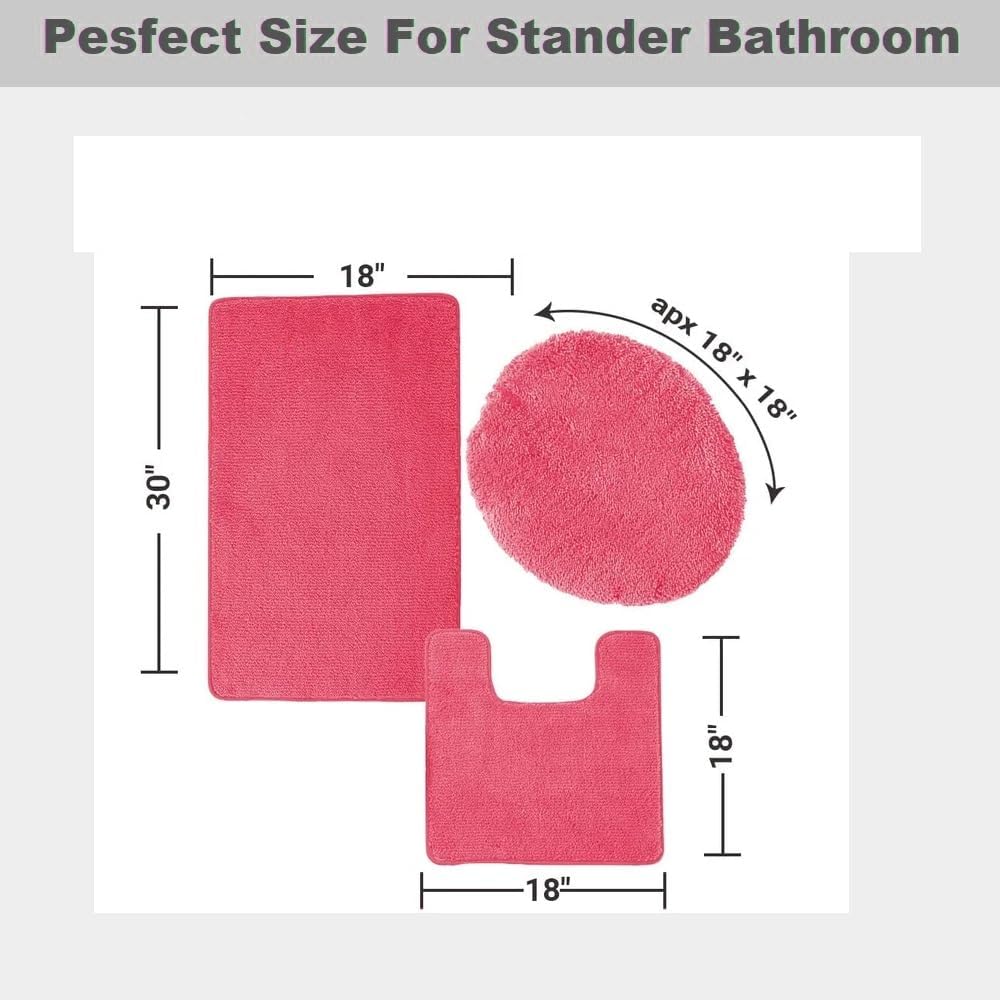 Daniel's Bath & Beyond 3 Piece Solid Luxury Bath Mat, Lime Green, (3PC Solid Luxury)