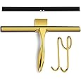 Sishynio All-Purpose Shower Squeegee for Shower Doors, Bathroom, Window and Car Glass - Golden, Stainless Steel, 10 Inches