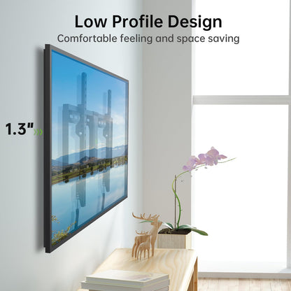 USX MOUNT UL Listed Fixed TV Wall Mount for 37-82 Inch TVs up to 132 Lbs, Low Profile TV Wall Bracket Fit Wood Studs 16", 18", 24", TV Mount with Max VESA 600x400mm, Quick Locked and Release, XFL090