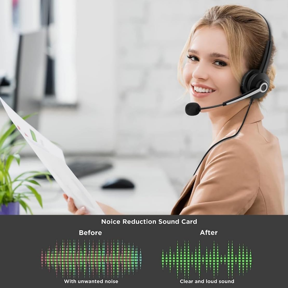 Wantek USB Headset with Microphone for PC, On-Ear Headphones - Computer Laptop Wired Headset with Mic Noise Cancellation & Volume Control for Work Home Office Online Classroom Zoom Skype