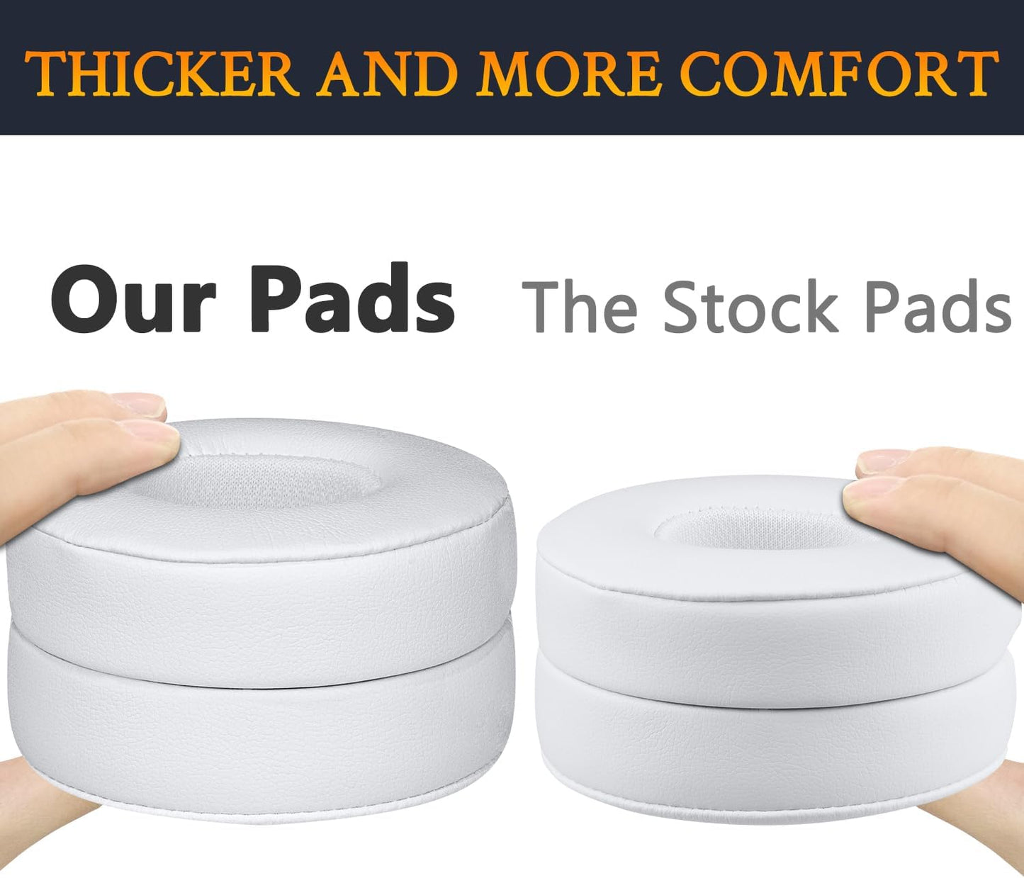 SoloWIT® Ear Pads Cushions Replacement, Earpads for Beats Solo 2 & Solo 3 Wireless On-Ear Headphones with Soft Protein Leather, Stronger Adhesive, Noise Isolation Memory Foam - White