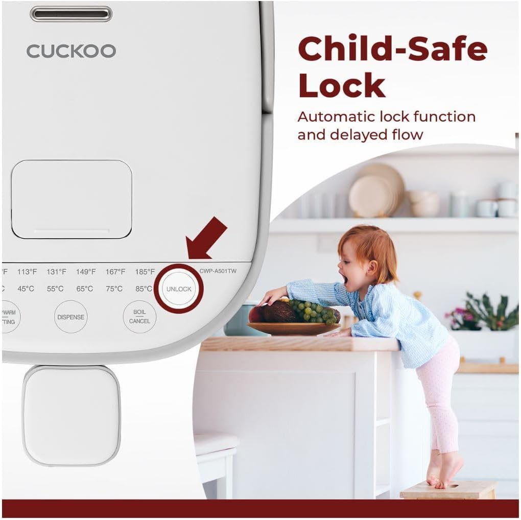 Cuckoo CWP-A501TW | Hot Water Dispenser & Warmer | Auto Dispense & Boil Dry Protection | Insulated Stainless Steel | 5 Liter