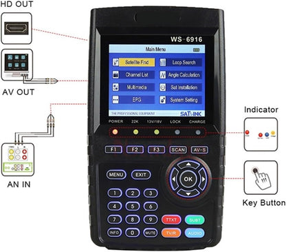 WS-6916 DVB-S2/S Sat Finder Satellite Receiver Satellite Signal Finder Meter for Dish Network Directv