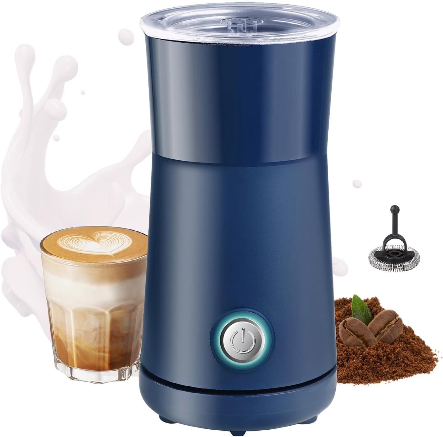 Huogary Milk Forther Simple Milk Frother and Milk Steamer 2 in 1 with Hot Milk Frother and Hot Milk for Milk, Macchiato, Cappuccinos (Blue)