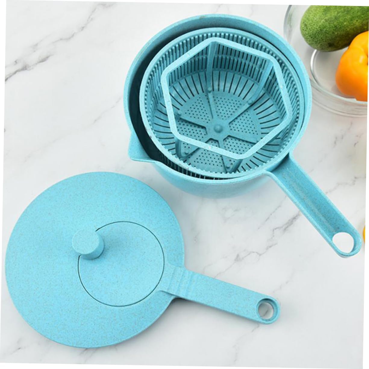 COLLBATH Manual Salad Spinner for Quick Drying Versatile Utensil Storage and Drain Basket for Veggies