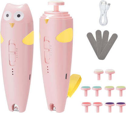 Lictin 15 in 1 Baby Nail File Electric, Gentle Baby Nail Trimmer Rechargeable, Baby Nail Clippers with Auto Light, 10 Replacement Grinding Heads, Baby Nail Kit for Newborn, Infant, Toddler