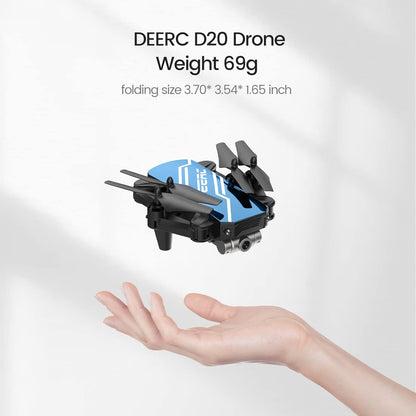 DEERC D20 Mini Drone Foldable for Kids with 720P HD FPV Camera Remote Control Toys Gifts for Boys Girls with Tap Fly,Auto Hover,Voice/Gesture Control,Speed Adjustment,2 Batteries,3D Flip