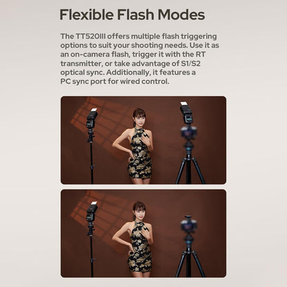 Godox TT520 II On-Camera Flash Electronic Speedlite + AT-16 2.4G Wireless Trigger Transmitter Guide Number 33 S1 S2 Modes Compatible with Canon Sony Nikon Fijifilm Olympus Cameras with Mi Hot Shoe