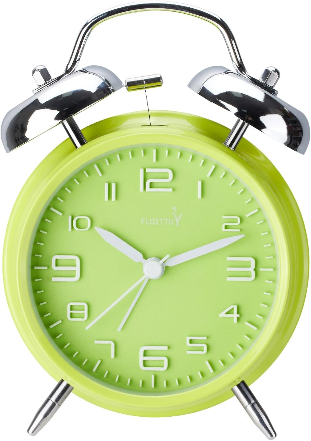 FLOITTUY (Loud Alarm for Deep Sleepers) 4'' Twin Bell Alarm Clock with Backlight for Bedroom and Home Decoration(Black)