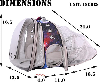LAIRIES Dual Expandable Cat Backpack Carrier Front & Back Extension Pet Backpack Carrier, Fit up to 20 lbs, Bubble Capsule Dog Backpack Travel, Hiking & Outdoor Backpack (CL-Star Blue, Dual Extension)