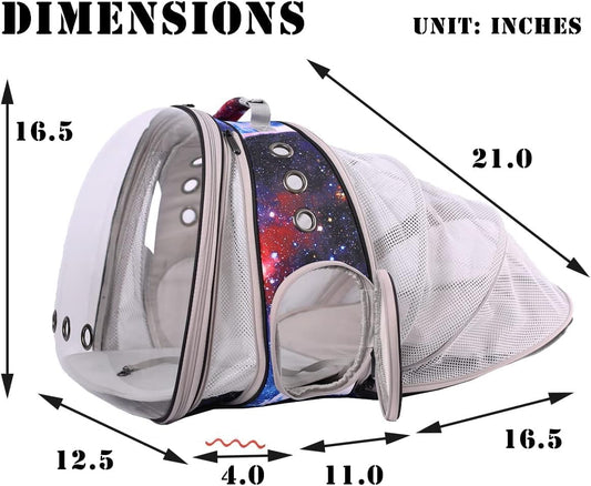 LAIRIES Dual Expandable Cat Backpack Carrier Front & Back Extension Pet Backpack Carrier, Fit up to 20 lbs, Bubble Capsule Dog Backpack Travel, Hiking & Outdoor Backpack (CL-Star Blue, Dual Extension) - PuriLite