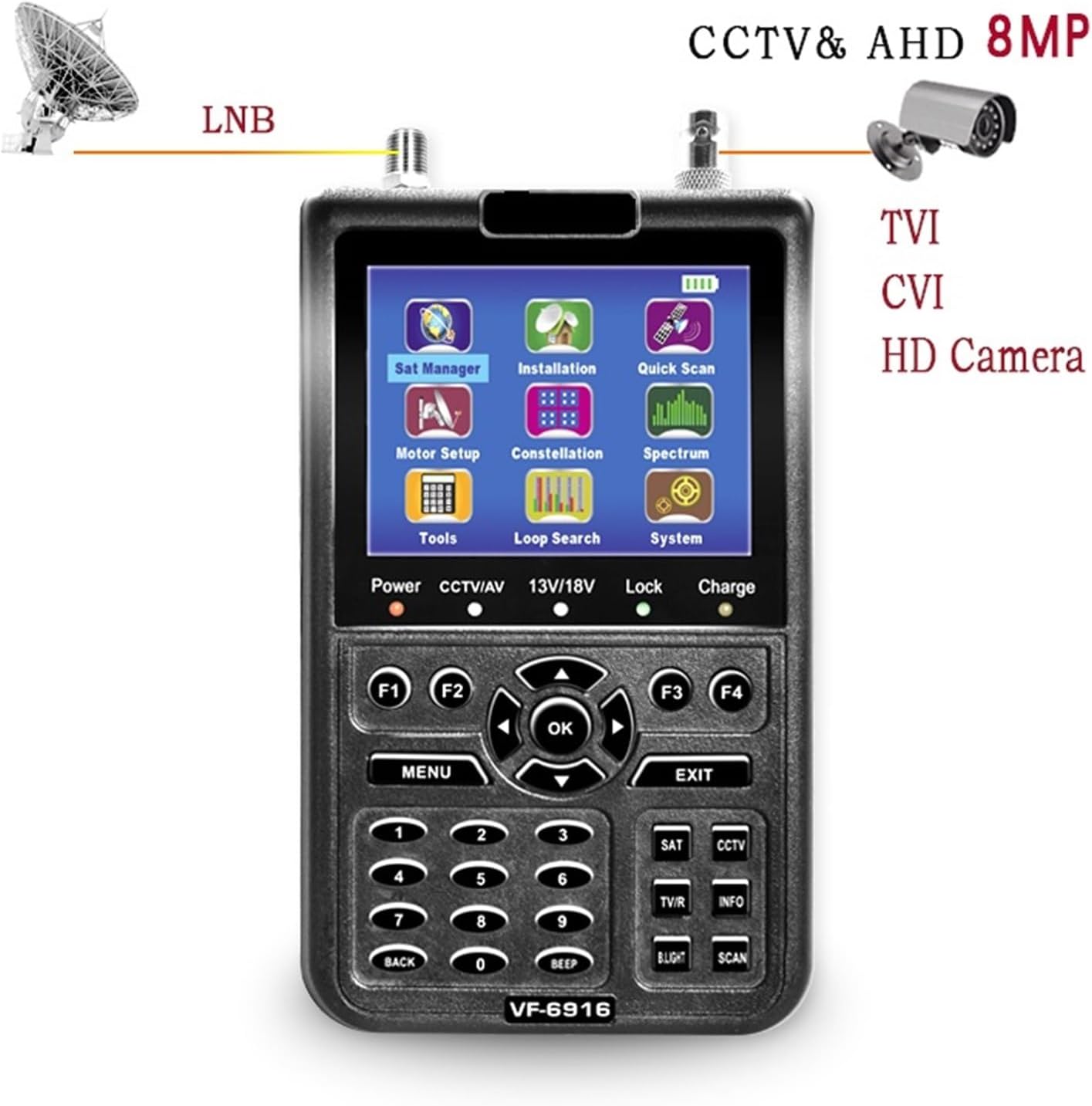 Digital Satellite Meter HD SAT Finder DVB-S2+CCTV Tester TV Signal Meter for Dish Network Directv