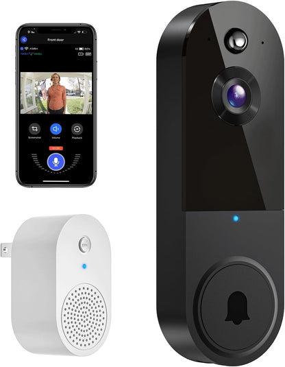 Occuwave 1080P Video Doorbell Camera Wireless, Cloud Storage, Live View, 2-Way Audio, Night Vision, Included Ring Chime, 2.4Ghz WiFi Only, Indoor Surveillance, Real-Time Alert (Silver)