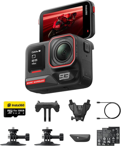 Insta360 Ace Pro 2 Get-Set Bundle- 8K Waterproof Action Camera Co-Engineered with Leica, 1/1.3" Sensor, Dual AI Chip, Leading Low Light, Superior Audio, Flip Screen & AI Editing, Dual Battery