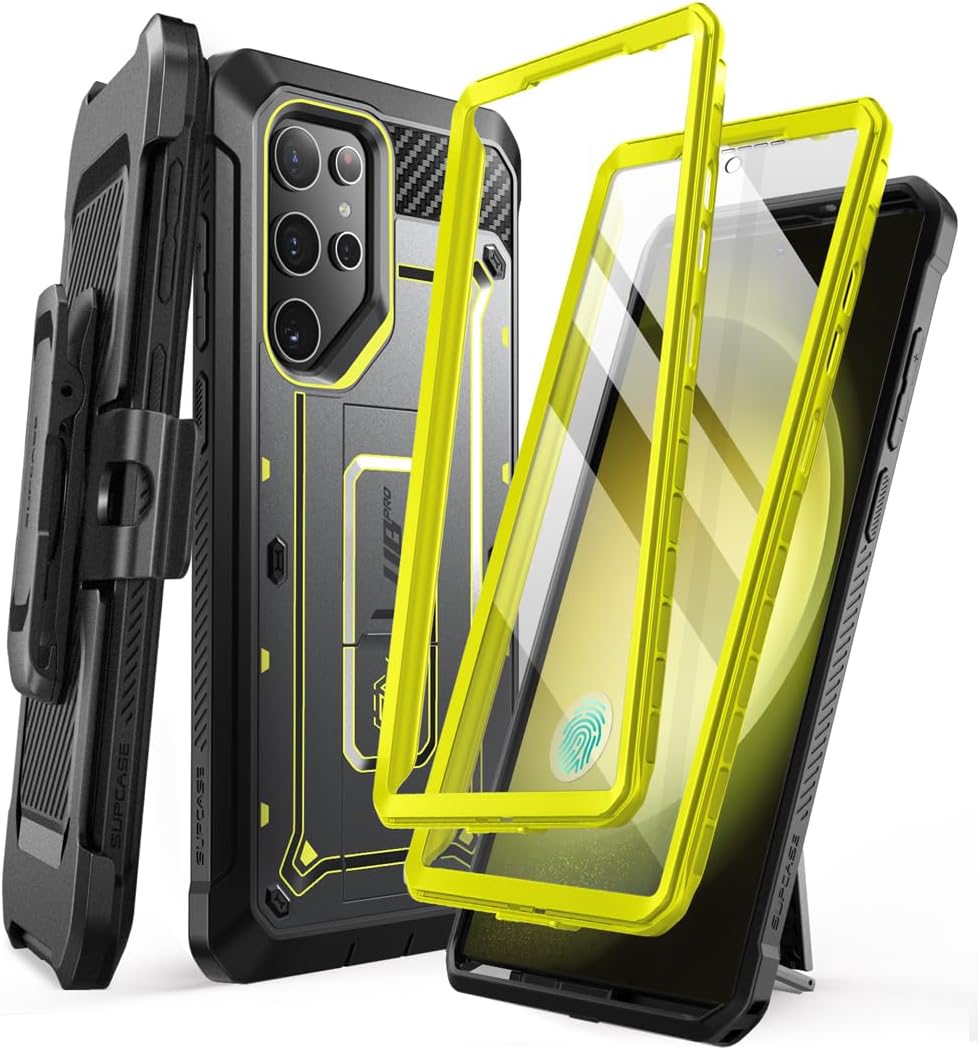 SUPCASE Unicorn Beetle Pro Case for Samsung Galaxy S23 Ultra 5G (2023), [Extra Front Frame] Full-Body Dual Layer Rugged Belt-Clip & Kickstand Case with Built-in Screen Protector (Black)