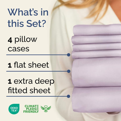 Extra Deep Queen Sheet Set - 6 Piece Breathable & Cooling Sheets - Hotel Luxury Bed Sheets Set - Easy & Secure Fit - Soft, Wrinkle Free & Comfy Sheets Set - White Sheet Set w/Extra Deep Pockets