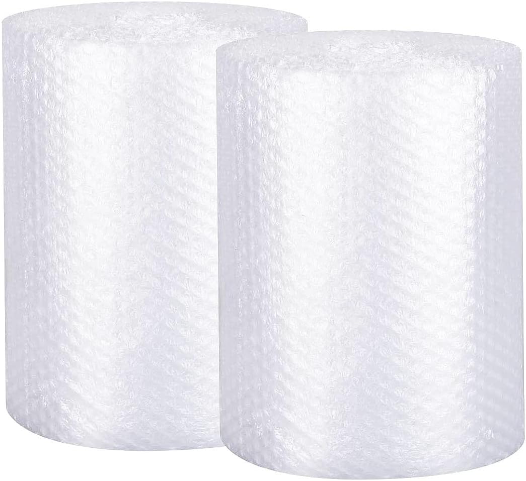 Bubble Cushioning Wrap Rolls 2-Pack,Easy to Tear Small Bubble Thicker & Durable for Packing Delivering & Moving Perforated every 12in 12 Inchx72 Feet Total (white),MR011902