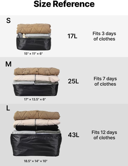 Vacuum Bags for Travel with Wireless Pump, 180° Open Zipper, IP67 Waterproof, Reusable Space Saver Compression Bags for Backpack, Suitcase, Home Storage(2 Pack + Pump)