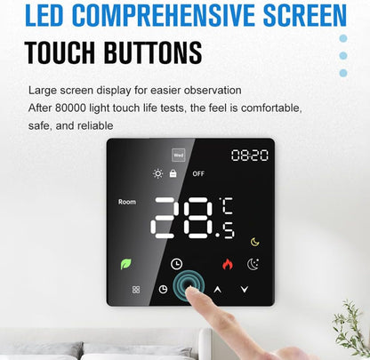 Smart Thermostat, Smart Thermostats for Home, ProgrammableThermostat for House with Touchscreen for Wall Mounting (Voice Control Water Heating)(3A Without Wire, 16A with Wire)