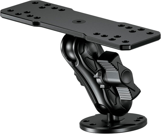 VAZESWIN Aluminum Alloy Fish Finder Mount with B Size 1" Ball Rectangle Plate & Round Base, 3.5" Medium Arm Marine Electronic Mount Compatible with Garmin, Lowrance, Humminbird, Raymarine and More