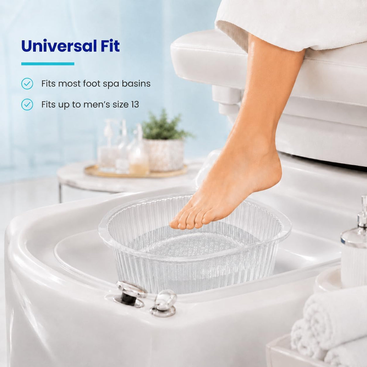 ForPro 100ct Universal Pedi Bath Liners, Clear, Disposable