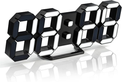 EDUP HOME 3D LED Wall Clock Desk Alarm Clock 7 Colors 9.7" with Remote Control, Digital Alarm Clock Adjustable Brightness Timer 12/24 Hr Time/Date/Temperature for Kid Bedroom/Kitchen/Office