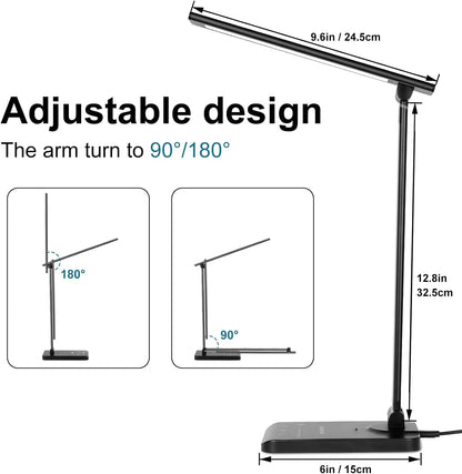 Semlos LED Desk Lamp for Home Office, Eye-Caring Table Light, 25 Lighting Modes, 45 Min Auto Timer, Touch Control, Dimmable, White