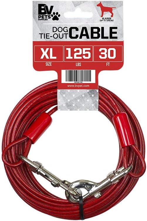 BV Pet Small Tie Out Cable for Dog up to 35 Pound, 25-Feet