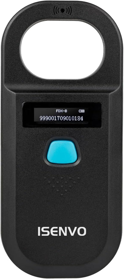 Pet Microchip Scanner | 15-Digit RFID Animal Chip Reader with Rechargeable Battery, USB Connectivity and Backlit Display