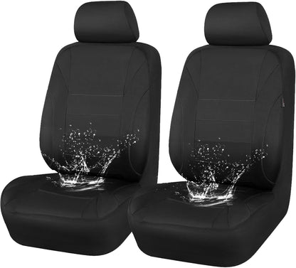 CAR Pass Neoprene Waterproof Two Front Car Seat Covers Set- Universal Fit for Vehicles, Airbag Compatiable(Black)