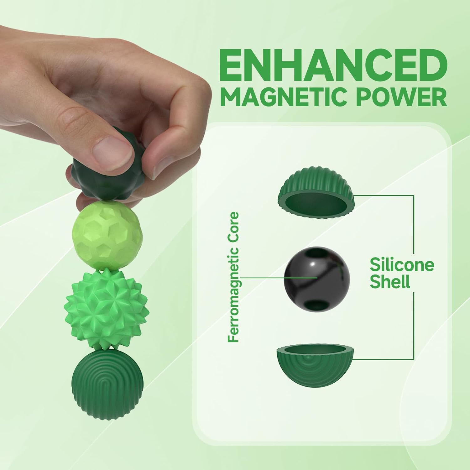 Magnetic Balls Fidget Toys for Adults & Teens – 8-Pack Stress Relief Silicone Balls, Desk Fidget for Anxiety, Focus, and Relaxation, Perfect Gift for Women & Men - PuriLite