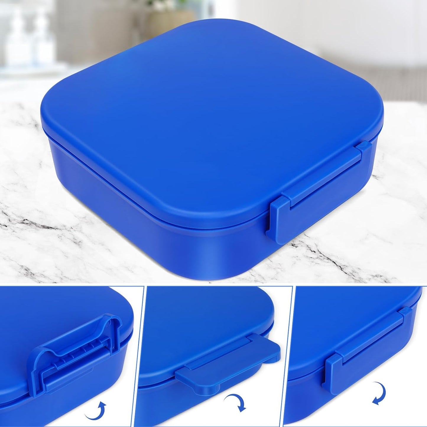 Braoses Bento Box, Lunch Box with 4 Compartments, 800ml Frosted and Leak-Proof Lunch Snack Box for Children Kindergarten(Blue)