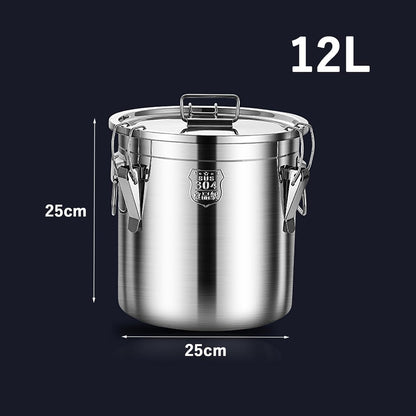TRAGLO Rice Cereal Grain Canisters Stainless Steel Airtight Canisters Food Storage Bucket w/Handles+Lid for Kitchen Bean Flour Oil Sugar Milk 6L