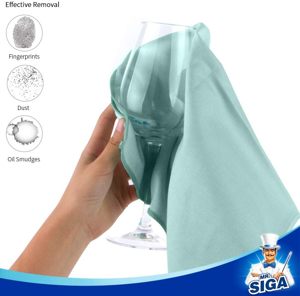 Ultra Fine Microfiber Cloths for Glass and Mirrors, Pack of 12 (35 x 40 cm), Lint-Free, Non-Scratch Cleaning Towels for Windows, Lenses, and Stemware - PuriLite