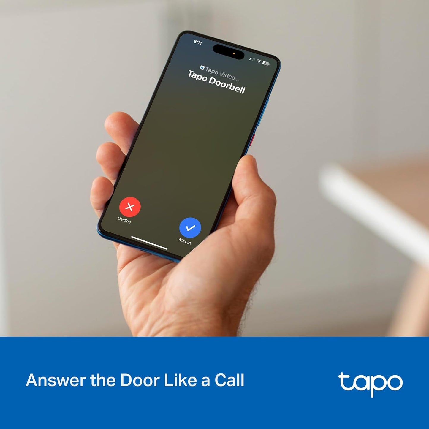 Tapo 2K Wireless Smart Video Doorbell, D205, 160° Ultra-Wide View | Person Detection, 2-Way Talk, Ring Call, Night Vision, Subscription-Free Local Storage or Optional Cloud