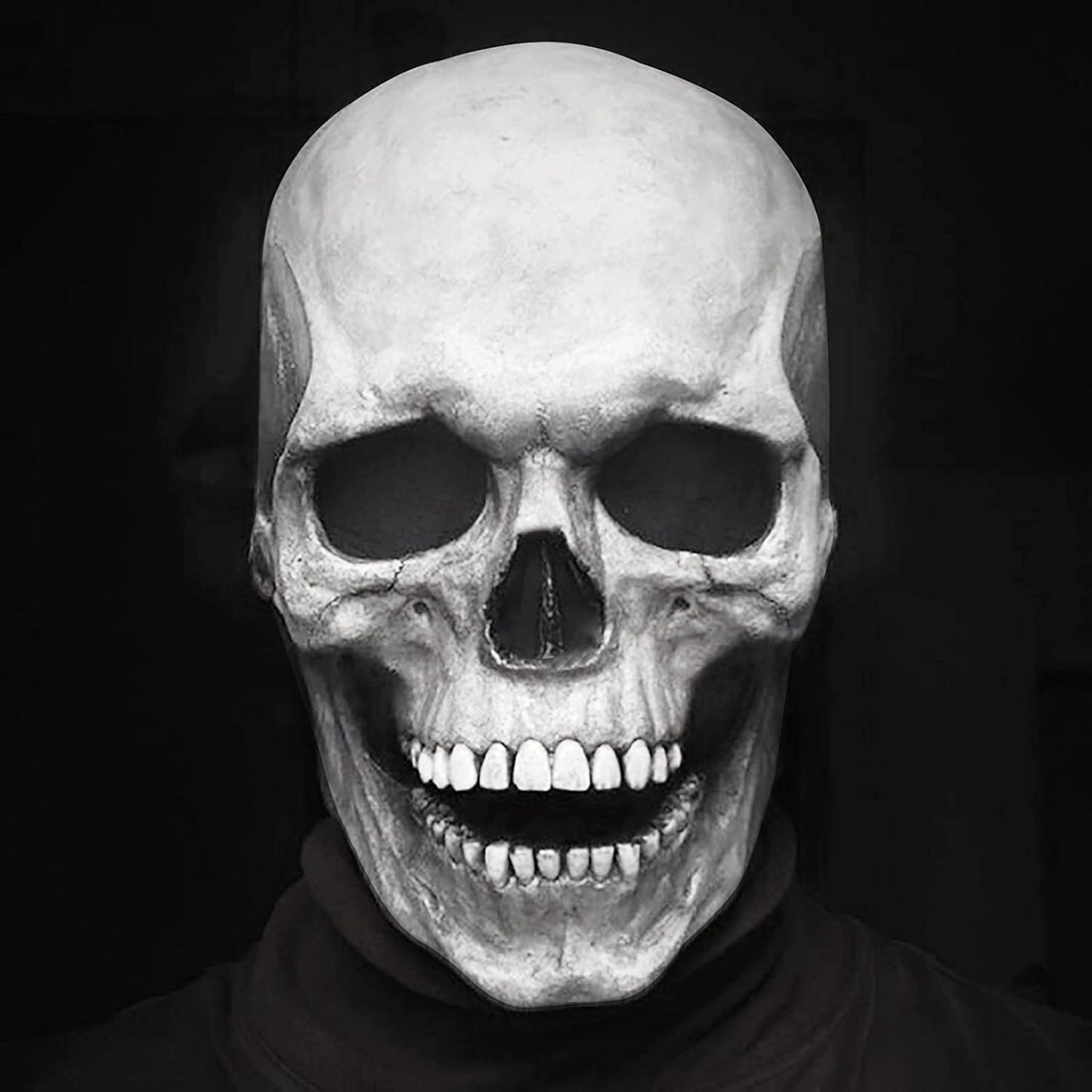 Skull Mask Creepy with Moving Jaw Halloween Full Head Skull Mask Scary Skeleton Mask Latex Mask for Cosplay Party Props