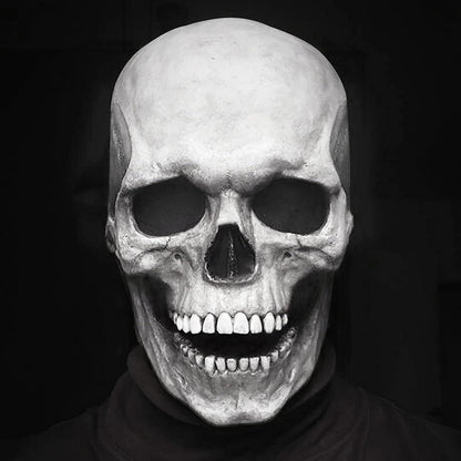 Skull Mask Creepy with Moving Jaw Halloween Full Head Skull Mask Scary Skeleton Mask Latex Mask for Cosplay Party Props