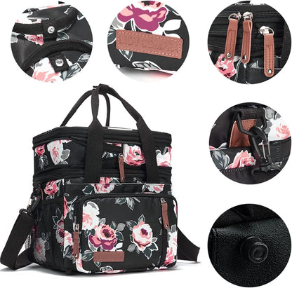 Lunch Bag Women Insulated Lunch Box for Work, Purple Expandable Large Lunch Bags, Leakproof Double Deck Lunch Box Cooler Bag（Purple）