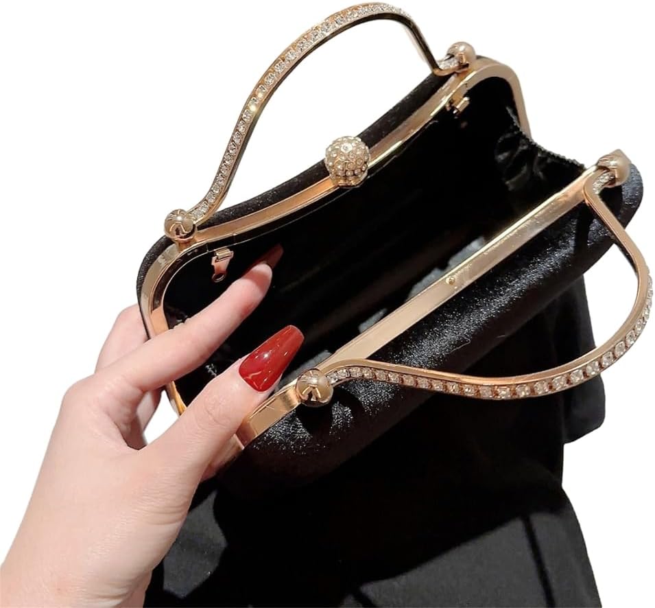 MZRAN Bags for Women, Women Rhinestones Handle Clutch Purse Velvet Handbag Evening Handbags Clutch Purse Wedding Party Bags - PuriLite