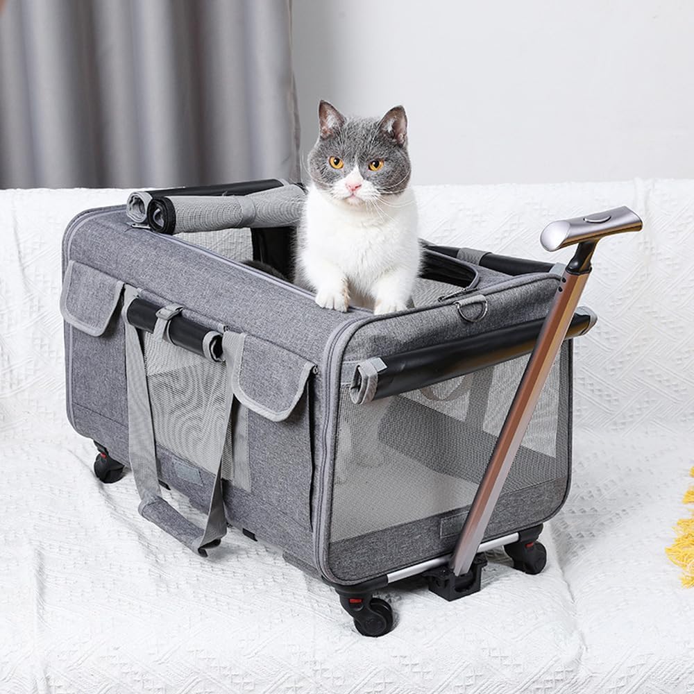 axGear Rolling Pet Carrier Trolley Wheels Dog Cat Traveling Camping Air